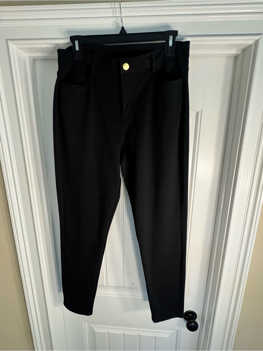 Michael Kors Black Stretch Chinos with Gold Button